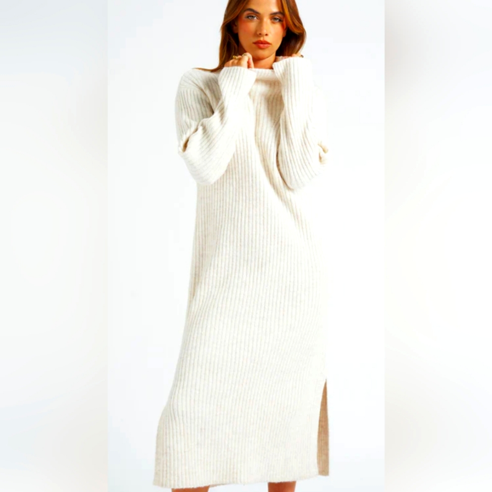 Urban Bliss Midi Sweater Knit Dress Size S Cream Nwt